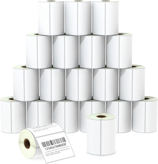 BETCKEY - 4" x 3" (102 mm x 76 mm) Thermal Labels, [20 Roll/10000 Labels] | Perforated, Strong Adhesive, Compatible with Zebra & Rollo Label Printer