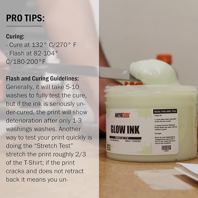 Rapid Cure® Screen Printing Ink Glow in The Dark (5 Gallon - 640oz) - Plastisol Ink for Screen Printing, Fast Curing Fabric Paint - Screen Print Direct®, USA Made