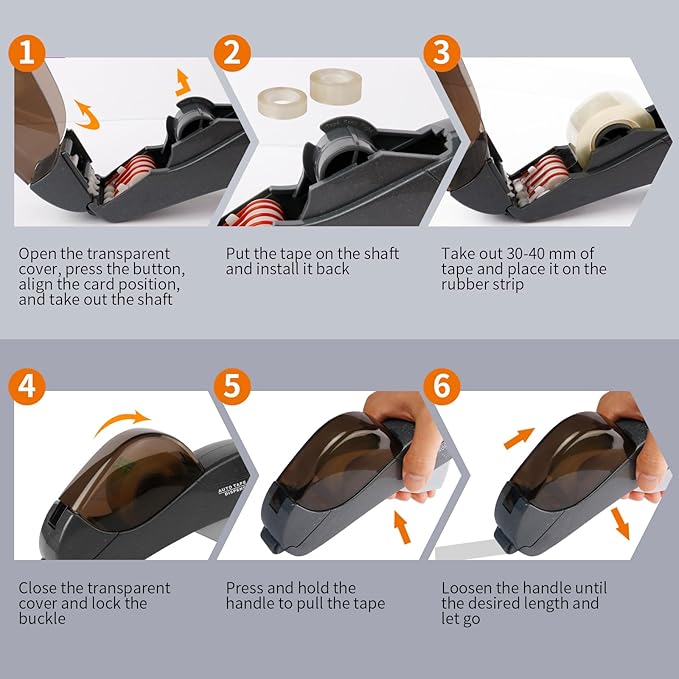 Eagle Automatic Tape Dispenser, Handheld & Portable Design, Office Tape Gun, One-Handed Operation with Safety Blade for Office, Home, DIY or Packaging (Includes 2 Free Tapes) (Gray)