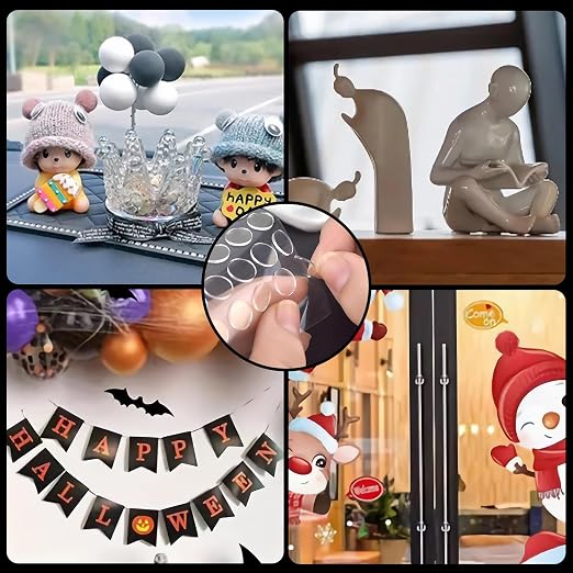 400 Pcs Double Sided Tape Museum Putty Sticky Dot, Removable Non-Marking 10mm/0.39” Round Adhesive Dots Clear Poster Putty for Crafts Balloons Festival Home Office Party Decorations