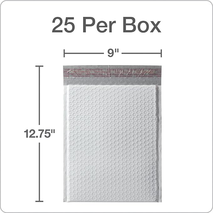 Quality Park Bubble Mailers,8.25 x 11 Shipping Envelopes,Water Resistant White Poly Padded Envelopes,Redi-Strip Peel Off Closure,25/Box (QUA85859),(Pack of 4)