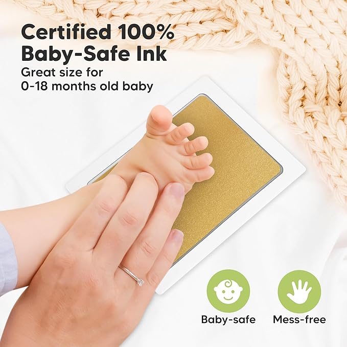 4-Pack Inkless Baby Hand and Footprint Kit - Mess Free Ink Pad for Newborn Keepsake, Dog Nose & Paw Print Kit, Clean Touch Ink Pad for Baby Hand & Footprints, Ideal New Mom Gifts(Gold/Silver, L)