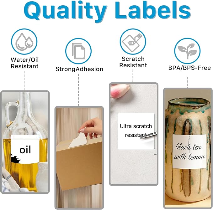 Square Thermal Label Stickers, 2"x2" (50.8mm x 50.8mm) Compatible with Multiple Thermal Printers Self-Adhesive Square Direct Strong Adhesive Thermal Labels, White, 500 Sheets/Roll