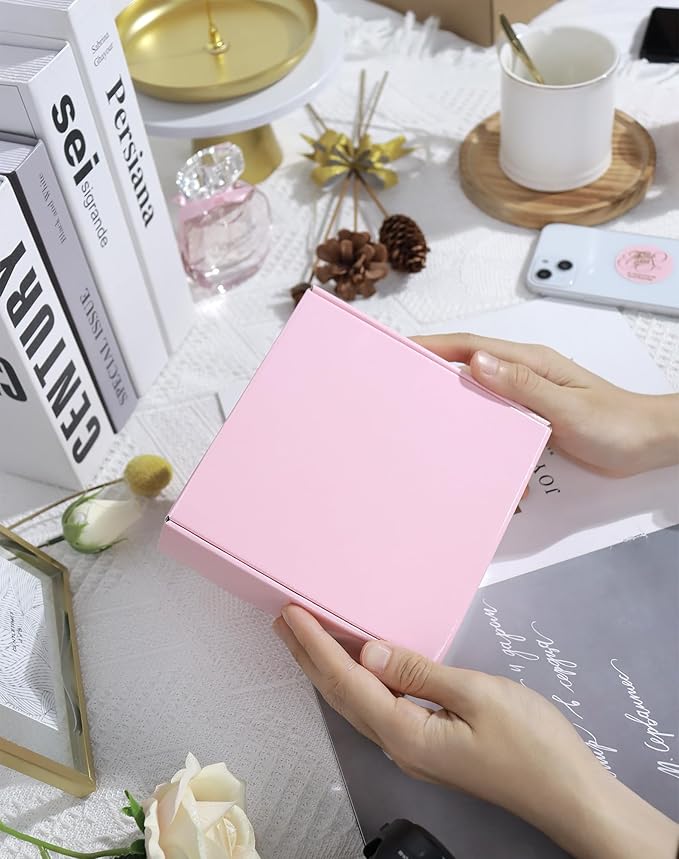 6x6x2 Pink Shipping Boxes for Small Business, Pack of 50 Small Cardboard Boxes for Shipping Mailer Packaging