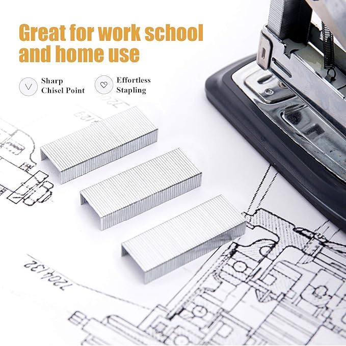 Deli 5,000 Staples, Fits Deli 40 & 60 Sheet Capacity Staplers, 5/16" Leg Length, Jam Free Sharp Chisel Point Design, 10 Boxes of 500 Staples