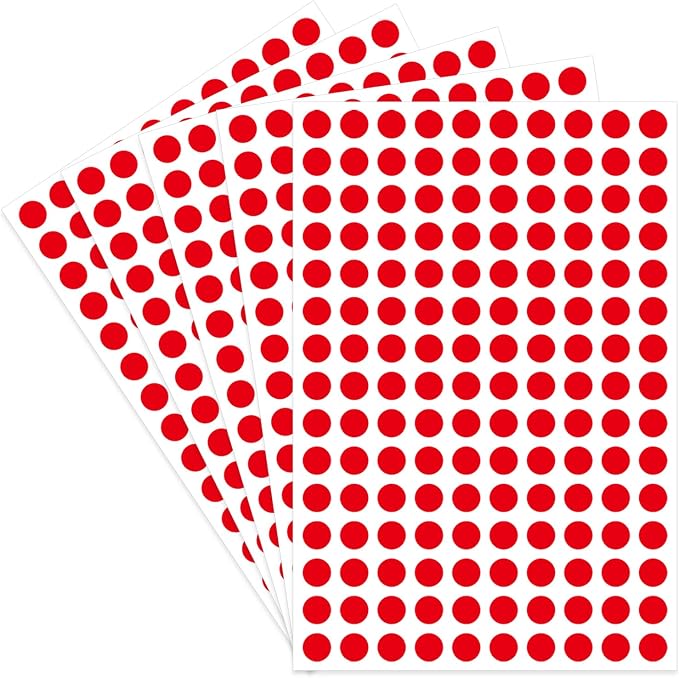 Starboling Dot Stickers - 3/8 Inch Red Circle Labels, 3000pcs Self-Adhesive Writable Color Coding Round Labels for Office, Classroom, Garage Sale