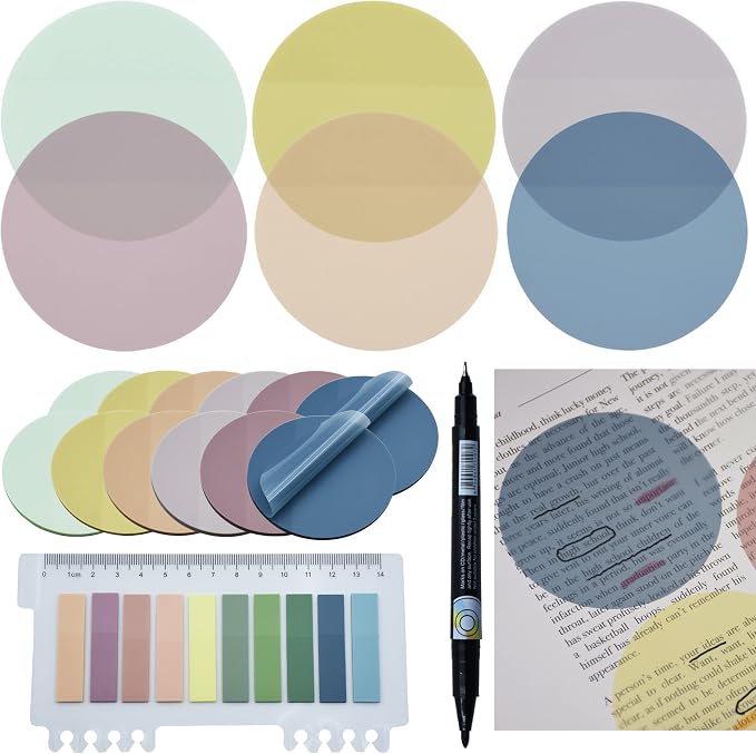 YOUDEFUL 800Pcs Transparent Sticky Note, 2.76x2.76 Clear Round Sticky Note | Waterproof Translucent Sticky Note for Books Annotation, Back to School Sticky Notes for Bible Study, School, Office