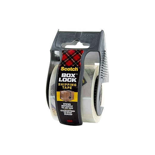 Scotch Box Lock Packing Tape,Clear,Extreme Grip Box Packaging Tape for Shipping and Mailing,1.88 in. x 22.2 yd.,6 Rolls with Dispensers,(Pack of 6)