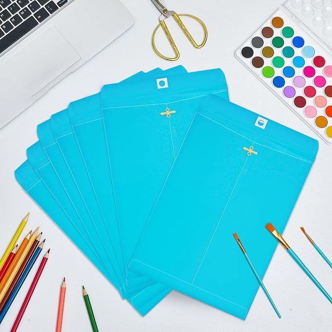 Geyee 200 Pcs Clasp Manilla Envelopes Gummed Colored Envelopes for Storing or Mailing for Home Office Business Supplies (9 x 12 Inch,Blue)