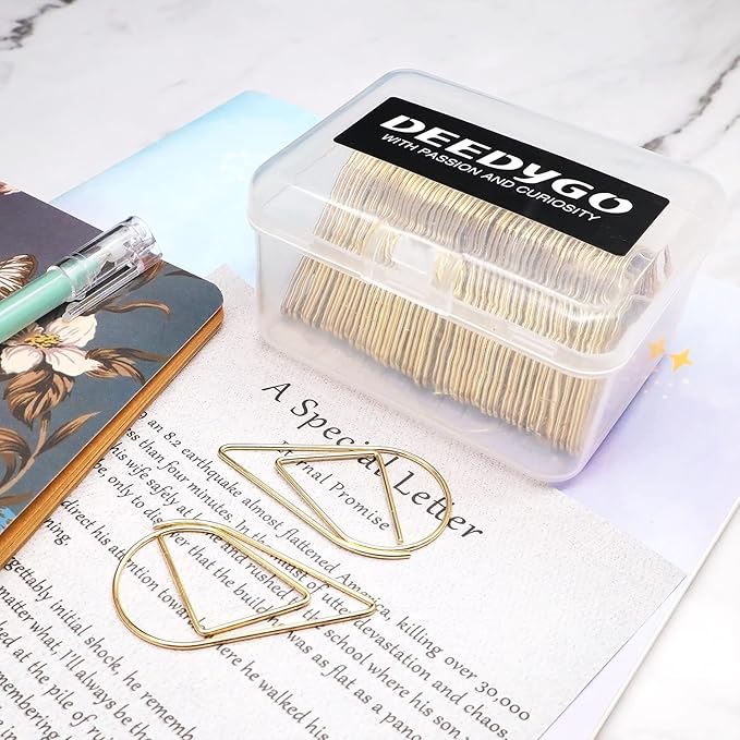 60 Pieces Gold Paper Clips Drop-shaped Large Stainless Steel Teardrop Paper Clips with Holders Box for Office School Supplies Wedding Invitations Bookmarks Women Planners (2 inch/50 mm) by DEEDYGO