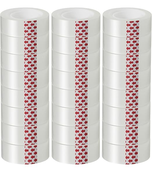 24 Rolls Transparent Tape Refills, Clear Tape Dispenser Refill Rolls, Glossy Gift Wrap Tapes for Office, School, Home, 3/4 x 800 Inches