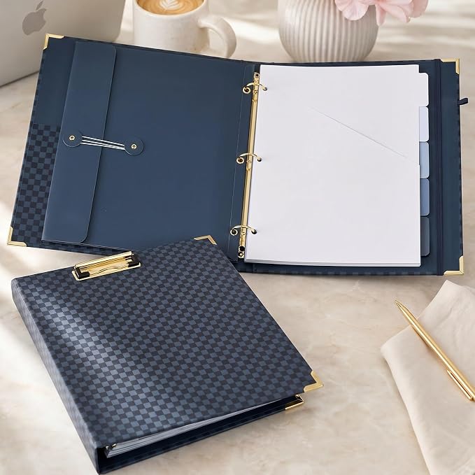 Aesthetic Clipboard Binder with Dividers - 3 Ring Organizer for Work | Sturdy Document Organizer, Clipboard Folder and Planner Folio for Streamlined School Projects, Notes and Office Productivity