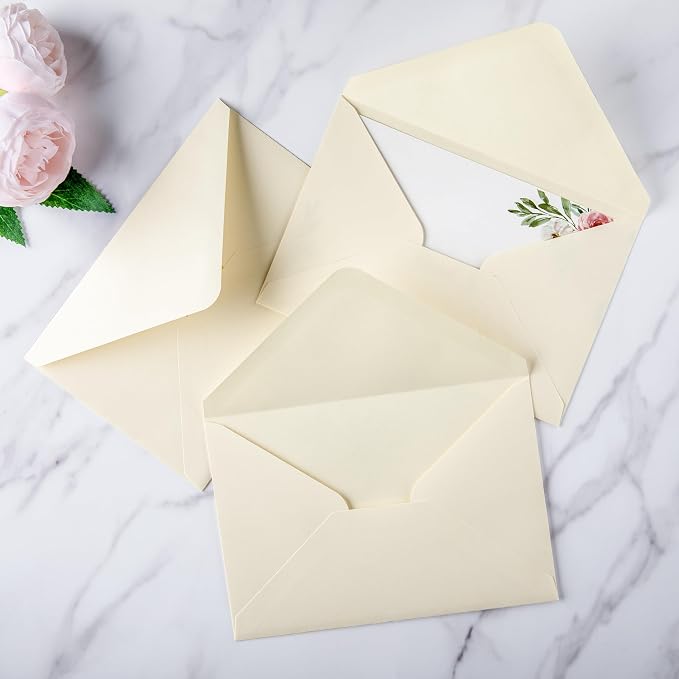 PONATIA 50 Pack 4x6 Envelopes, 4.33 x 6.3'' Cream Envelopes Perfect for Gift Cards, Wedding Details Cards, Thank You Cards and any 4x6" Inner Sheets