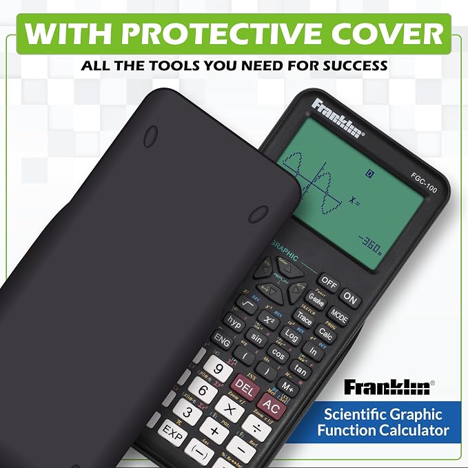 Franklin Scientific Graphing Calculator with 3 Operating Modes - Scientific Calculator Includes 20 Built-in graphs - Ideal for Beginner and Advanced Courses with Protective Cover - White