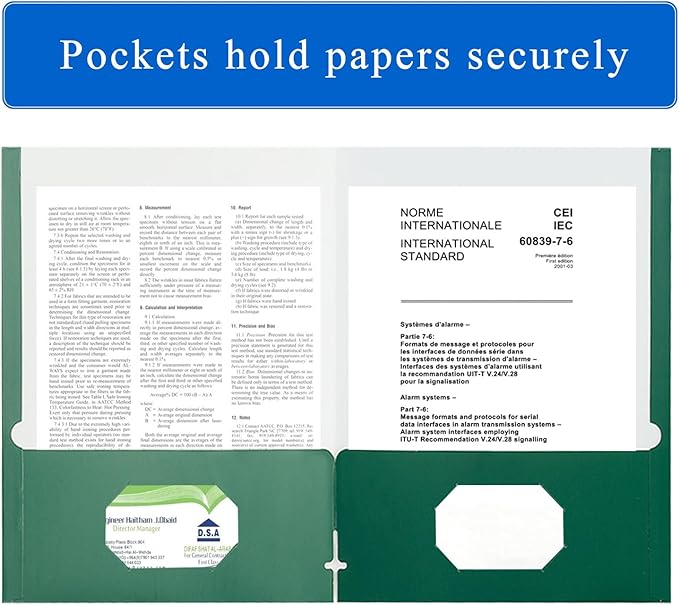 Zzrywuty File Folders with Pockets Letter Size,50-Pack Paper Folders with Card Slot,Green Two Pocket Folders for School Students,Businessmen,Home and Office Workers