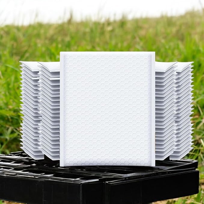 iMBAPrice 500#000 (4" x 8") Pure White Color SELF Seal Poly Bubble MAILERS Padded Shipping ENVELOPES (Total 500 Bags)