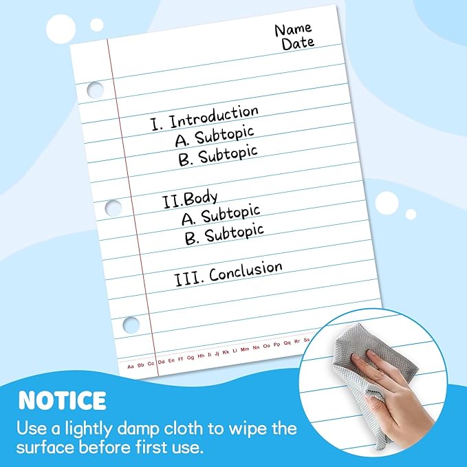 Giant Magnetic Notebook Paper,Dry Erase Handwriting Lined White Board Paper Teaching Supplies Chart Paper for Teacher Essentials Homeschool Elementary Classroom Must Haves, 21.7”x 17"