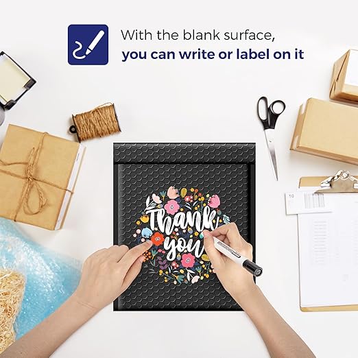 Fuxury 250Pack Black Bubble Mailers 8.5x12" Medium Opaque Bubble Envelopes Strong Adhesion Padded Mailer Thick Padded Envelopes Mailers for Small Business Mailing Books Clothes Makeup Supplies