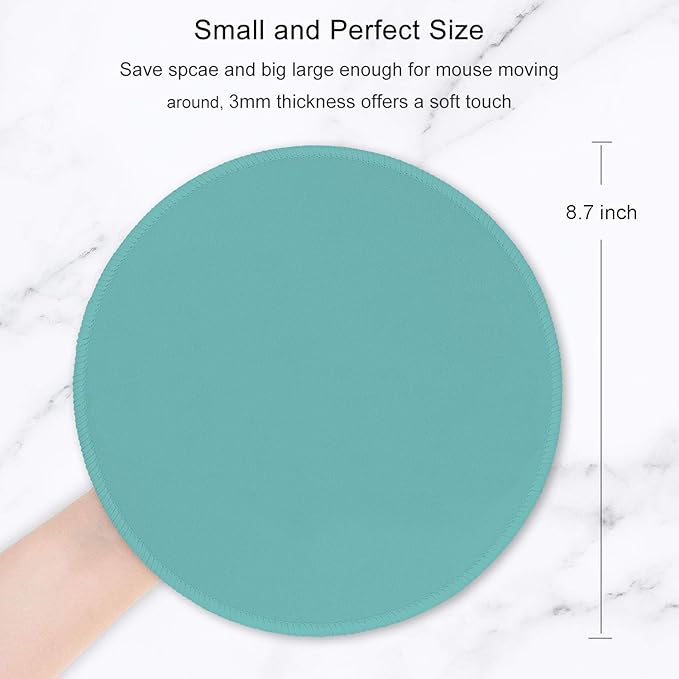 Hsurbtra Mouse Pad, Premium-Textured Small Round Mousepad 8.7 x 8.7 Inch Green, Stitched Edge Anti-Slip Waterproof Rubber Pretty Cute Computer Mat for Office Home Gaming Laptop Men Women Kids