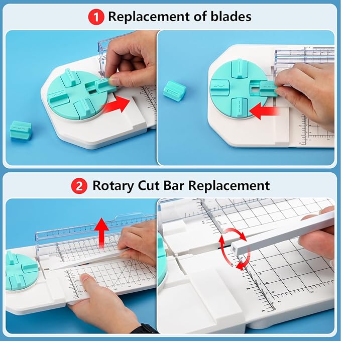 Ecraft 4-in-1 Paper Trimmer: 12" Craft Paper Cutter with Straight, Wavy, Dotted, Perforated & Creasing,Perfect for Cutting Cardstock, Coupons, Labels, Photos, Ideal Multi-Function Scrapbooking Tool