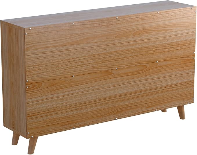 8-Cube Bookcase with Doors, 2-Tier Low Storage Cabient, Oak | Solid Wood Legs and Door Handles, Cubby Shelf with 4 Doors, Fits 11×11" Bins for Home & Office