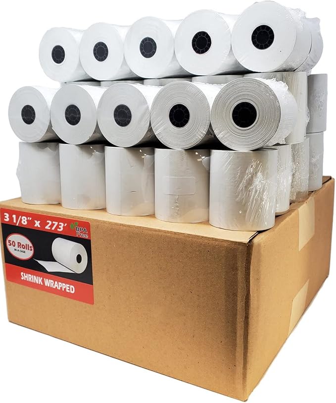 (1500 Rolls) 3 1/8 x 273 Thermal Paper Receipt Rolls (55 GSM Premium Quality German Paper) Fits All POS Cash Registers BPA Free - BuyRegisterRolls