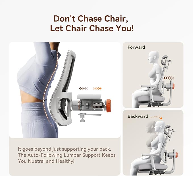 Ergonomic Office Chair-Home Office Desk Chair with Footrest, Auto-Following Backrest & Headrest, 4D Armrests, 96°-136° Recline