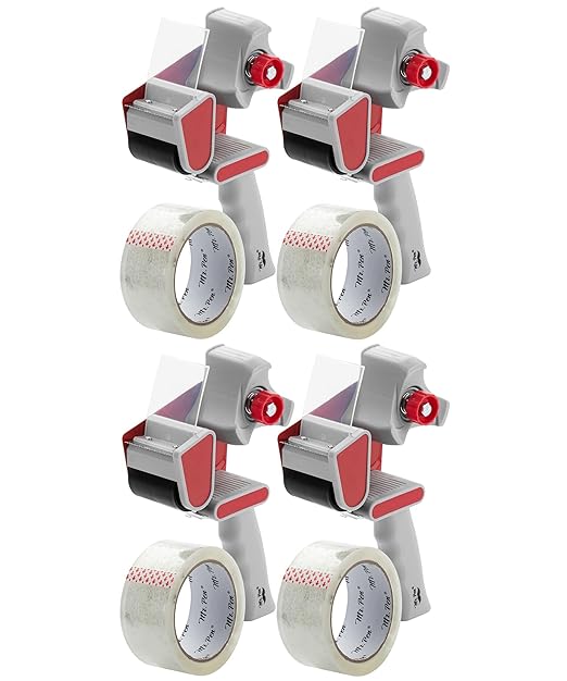 Mr. Pen Packing Tape Dispenser Gun 2-Inch, 4 Pack with 4 Rolls Clear Tape Gun for Packaging Boxes and Moving