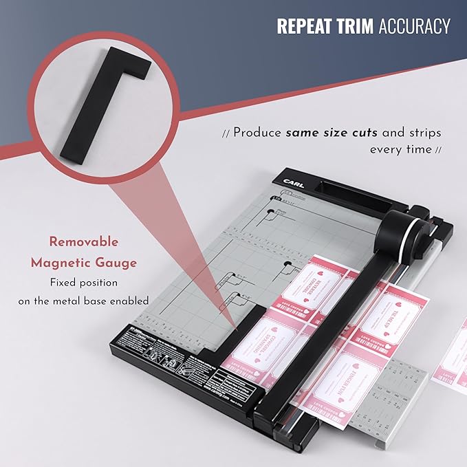 CARL Professional Rotary Paper Cutter with Clear Window – 12" Trimmer with Metal Base, Magnetic Guide, Calibrated Extension – Precise Paper, Label, Photo & Craft Cutting Tool