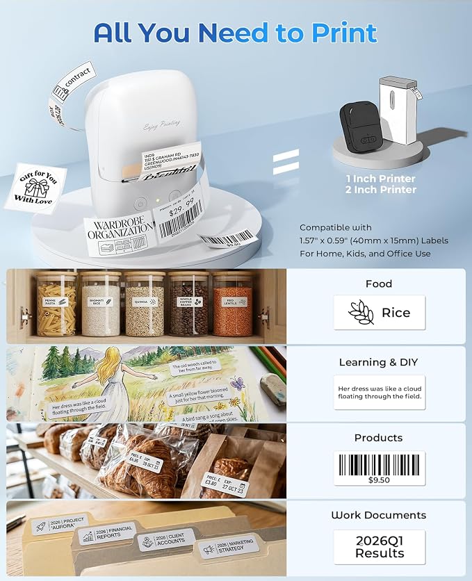 Label Maker Machine, A421 Bluetooth Label Portable Thermal Printer for Small Business & Home, Inkless Printer for Barcode, Address, Office, Compatible with iOS & Android, with 3 Label | for Small Business & Home, Inkless Printer for Barcode, Address, O...