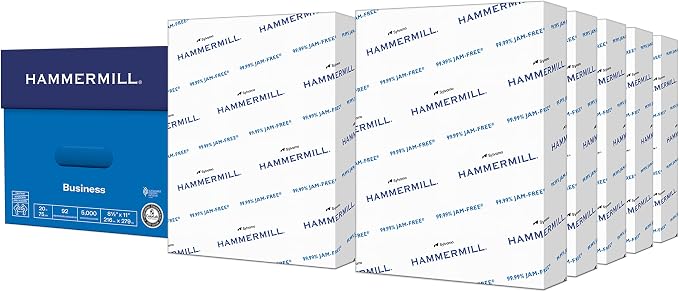 Hammermill Printer Paper, 20 lb Copy Paper, 8.5 x 11-10 Ream (5,000 Sheets) - 92 Bright, Made in the USA, 105740C