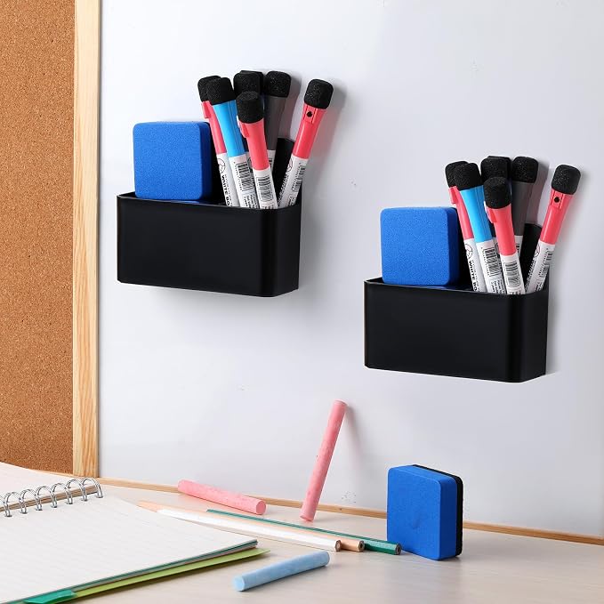 Colarr 20 Pack Magnetic Dry Erase Marker Holder Bulk Whiteboard Magnetic Marker Holder Pen Pencil Organizer for Back to School Office Supplies Teacher Classroom Must Refrigerator Locker(Black)