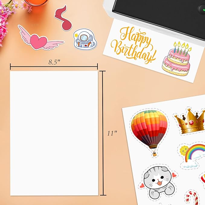 Full Sheet Sticker Paper for Laser & Ink Jet Printers, 8.5" x 11" Full Sheet Address Shipping Label, 200 Sheets 200 Labels