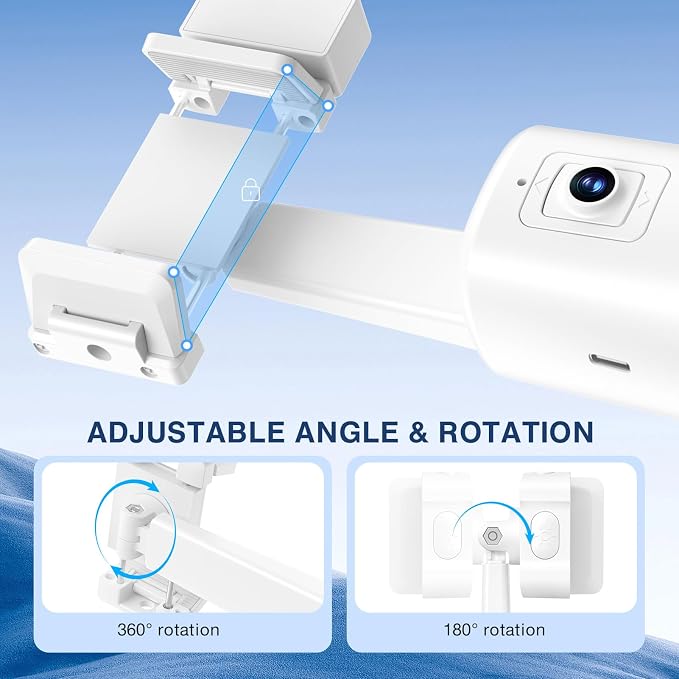 Auto Face Tracking Tripod 360° Rotating Cell Phone Photo and Video Kits Stand, No App, Camera Stand with Remote and Gesture Control, Rechargeable Smart Shooting Stand for Live Recording Tiktok（White）