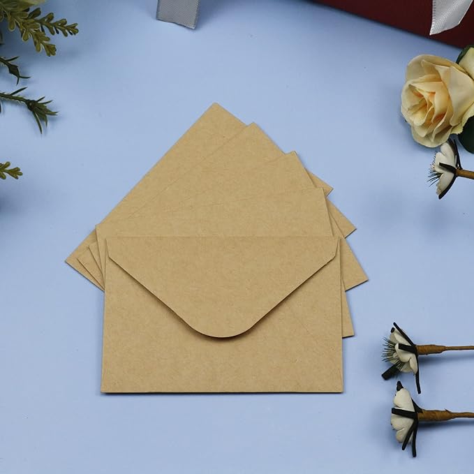150 Packs of Gift Card Envelopes, Brown Kraft Mini Envelopes, Gift Card Holder, Business Card Envelopes (4"x2.75") (brown)