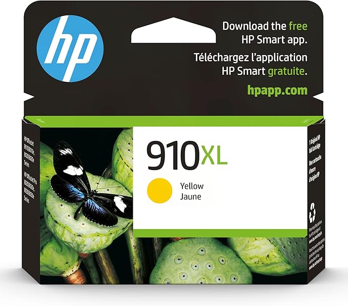 HP 910XL Yellow High-Yield Ink Cartridge | Works with OfficeJet 8010, 8020 Series, OfficeJet Pro 8020, 8030 Series | Eligible for Instant Ink | 3YL64AN