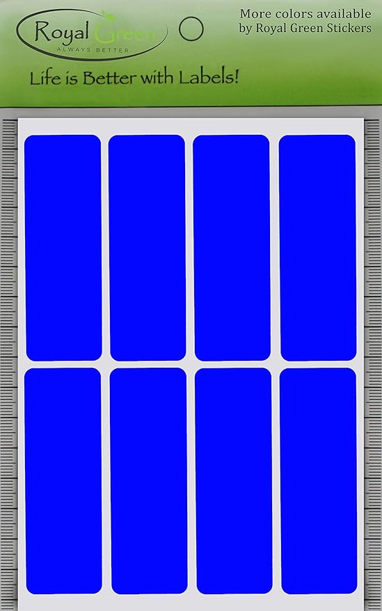 Royal Green Rectangular Stickers Color Coded Write on Labels for Organizing, Moving, & Mailing, 3x1 inch Stickers Writable Label for File Folder Tabs 800-Pack (Blue)