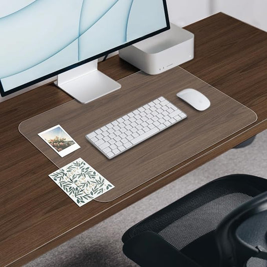 Clear Desk Mat Frosted, Clear Desk Pad 24 x 17 in, Desk Protector Mat for Office & Home Working, Table Protector Anti-Water & Heat Resistant