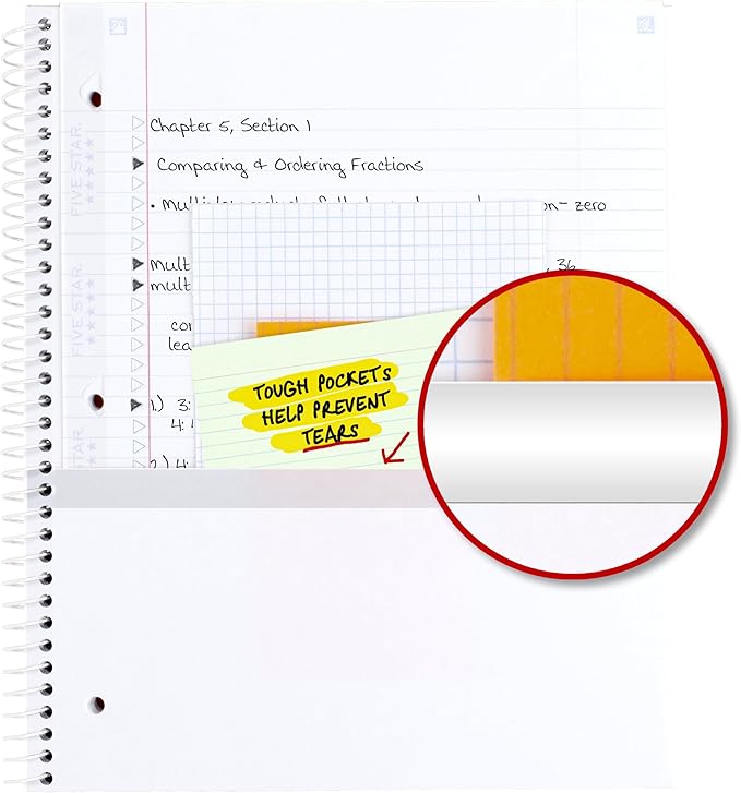 Five Star Spiral Notebook + Study App, 2 Pack, 1 Subject, College Ruled, 8-1/2" x 11", 80 Sheets, Fights Ink Bleed, Water Resistant Cover, Soft Petals (820331F-ECM)