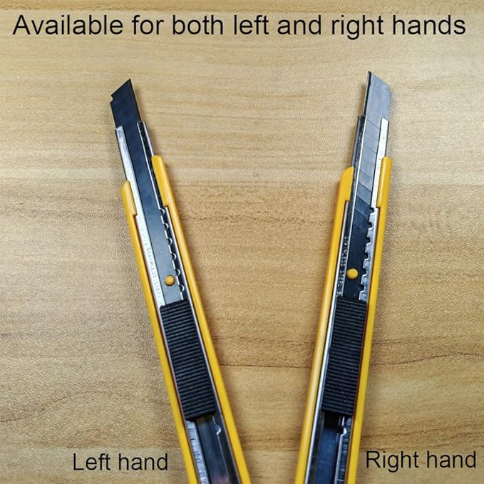 5pcs Right and Left Hand Self-Lock Cutter /9mm Snap Off Blades /60 Blade /Utility Knife /Graphic Knife (Yellow Holder)