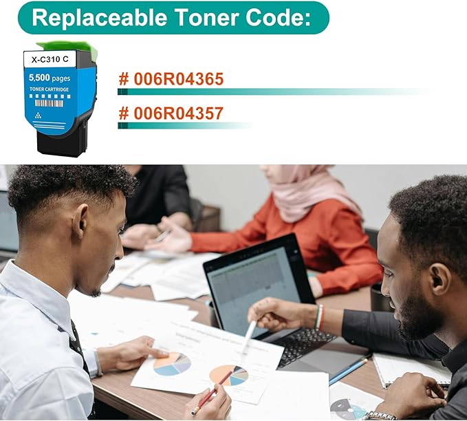 Cyan Toner for Xerox C315 C310 Printer,5,500 Pages High Capacity Ink Cartridge Replacement 006R04365 Code Compatible 006R04357 Standard Capacity C310/DNI C315/DNI Color Multifunction Printer(Cyan)