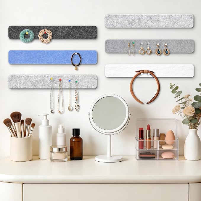 DOLLAR BOSS 10-Pack 13"x2" Felt Board Strips, Cool Gradient Mix | Small Cork Board for Walls, Alternative Bulletin Pin Board, Bar Strip, For Office Home Door Fridge, Includes 40 Pins