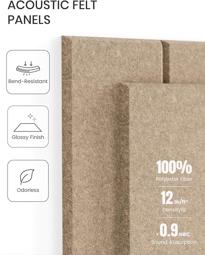 Fluxynara Felt Bulletin Board & Cork Board Alternative, Taupe | 36" x 24" Pin board, Removable Adhesive Tabs, Easy Install Without Wall Damage, For Home Office Decor