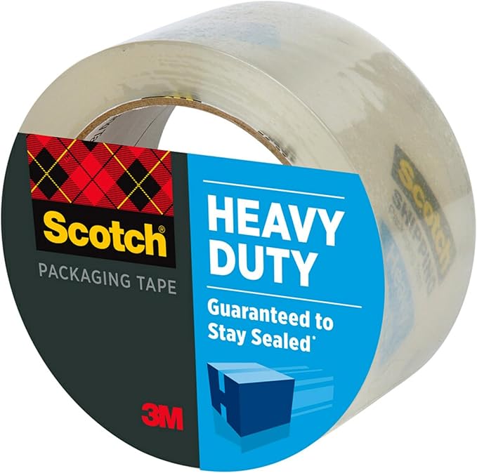 Scotch Heavy Duty Packaging Tape, 1.88" x 65.6 yd, Designed for Packing, Shipping and Mailing, Strong Seal on All Box Types, 3" Core, Clear, 1 Roll (3850-60) (Pack of 2)