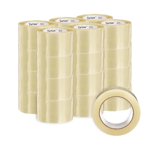 3M Tartan Box Sealing Tape 305, Clear, 2.83 in x 109.36 yds (72 mm x 100 m) | 24 Rolls Case, Light Duty, Durable