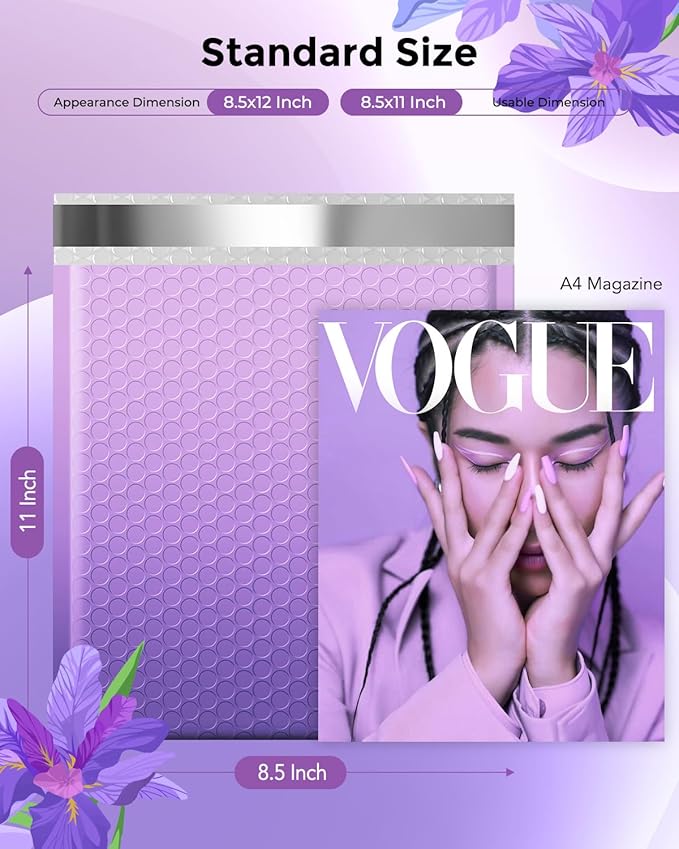 Metronic Bubble Mailers 8.5x12Inch 240 Pack Usable Size 8.5x11'' Gradient Purple Bubble Mailer Waterproof Padded Envelopes for Gift Packaging, Mailing, Makeup, Small Items Bulk