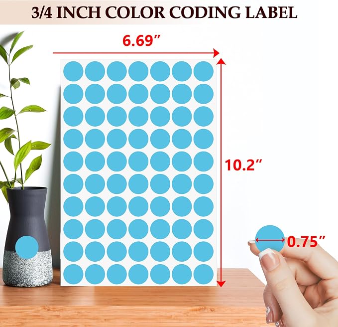 PARLAIM 3/4 Inch Coding Circle Sticker Labels,Pack of 1050 Round Color Code Dot Labels Stickers for Home Office Marking,Organizing(Sky Blue)