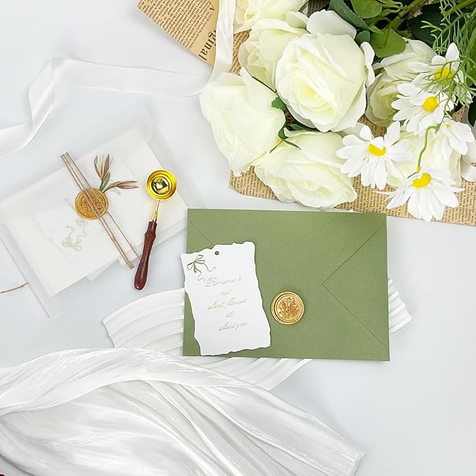 YINUOYOUJIA 50 PCS Sage Green Specialty Paper Envelopes A7, 5 x 7 Envelopes for Invitation, Great for Wedding Invitation Cards, Photos,Perfect for Birthday, Baby Shower, Graduation, Christmas