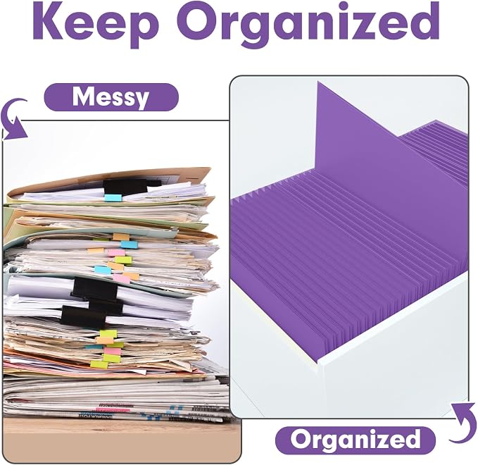 Two Pocket Folders, PANDRI 50 Pack 2 Pocket Folders, Letter Size Paper File Folder for School Office Home Business, Purple
