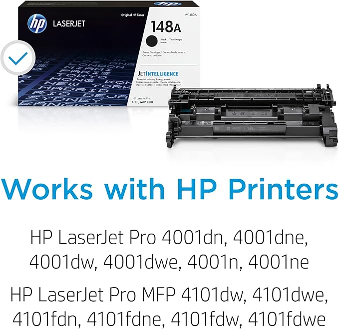 HP 148A Black LaserJet Toner Cartridge | This Cartridge Works LaserJet Pro 4001,MFP 4101 | W1480A,(Pack of 2)